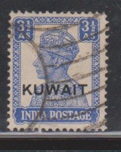 KUWAIT Scott # 66 Used - KGVI Stamp Of India With Overprint