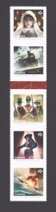 GHOSTS = HAUNTED CANADA = DIE CUT LEFT strip of 5 = Canada 2014 #2753i MNH 