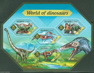 SOLOMON ISLANDS  2014 WORLD OF DINOSAURS   SHEET  MINT NH