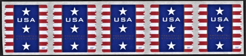 US 4157 MNH VF 10 Cent Patriotic Banner  Strip of 5 Self-Adhesive