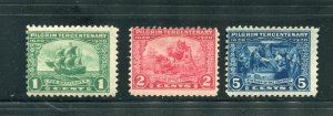 US  # 548-550 Pilgrim Tercentenary Stamp Set Mint Hinged