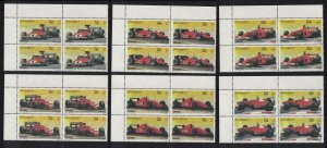 Somalia Ferrari Racing Cars Corner Blocks of 4 2001 MNH MI#890-895