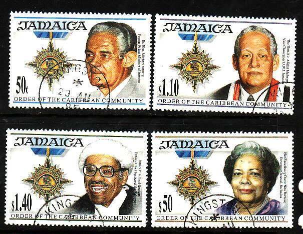 Jamaica-Sc#843-6- id8-used set-Order of the Caribbean-1995-