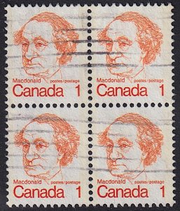 Canada - 1973 - Scott #586 - used block of 4 - John A. Macdonald