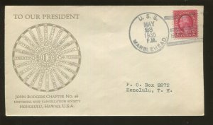 1935 USS Marblehead Honolulu Hawaii To our President Postal Cover 