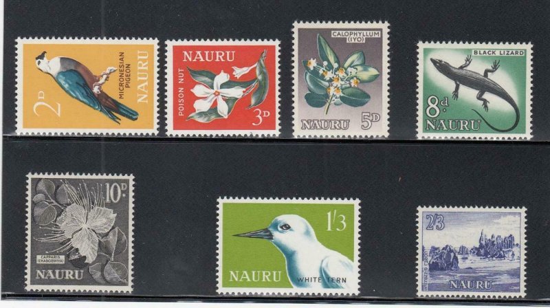 NAURU (MM205) # 49-55  VF-MNH  VARp,sh 1963-65 BIRDS,FLOWERS ++ CV $11