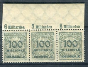 GERMANY; 1923 Aug-Oct Inflation Surcharged MINT MNH 100M. STRIP SHEET MARGINAL