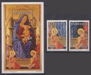 BARBADOS - 1983 CHRISTMAS - SET OF 2-STAMPS + 1-MS MINT NH