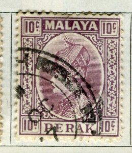 MALAYA PERAK; 1935 early Sultan issue fine used 10c. value