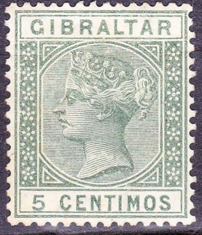 GIBRALTAR 1889 QV 5 Centimos Green SG22 MH