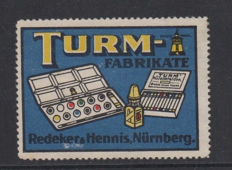 German Advertising Stamp - Turm Brand Colors & Inks, Redeker & Hennis, Nürnberg