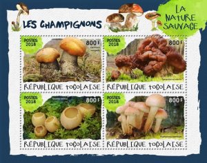 TOGO - 2018 - Mushrooms #1 - Perf 4v Sheet - Mint Never Hinged