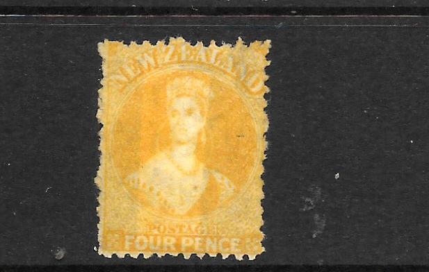 NEW ZEALAND  1865-71  4d  YELLOW  FFQ  MNG  P12 1/2    SG 120  CPa4b4 CHALON