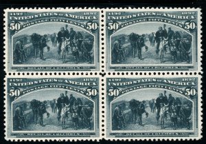 USAstamps Unused VF-XF US 1893 Columbian Expo Block of 4 Scott 240 OG MNH +Cert