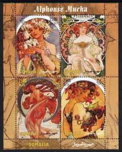 SOMALIA - 2004 - Paintings, Mucha #1 - Perf 4v Sheet - MNH - Private Issue