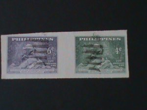 PHILIPPINES-1949-SC#534 a-b 75TH ANNIV: UPU IMPERF PAIR FANCY CANCEL-VERY FINE