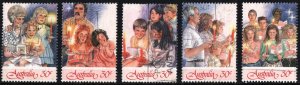 Australia SC#1044a-e 30¢ Christmas: Family Scenes (1987) Used