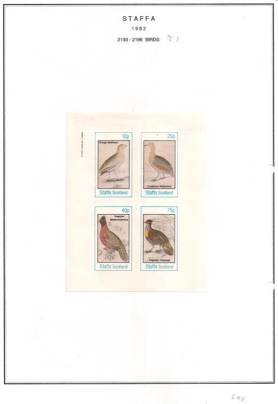 SCOTLAND - STAFFA - 1982 - Birds #64 - Imperf 4v Sheet - MLH