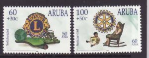 Aruba-Sc#B51-2- id5-unused NH semi-postal set-Lions-Rotary-1998-