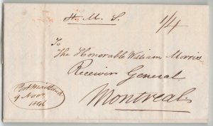 Canada 1846 Port Maitland Manuscript Cancel Stampless Folded Letter to Montreal