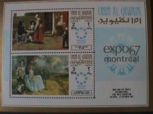 UMM AL QIWAIN-1967- EXPO'67 MONTREAL-FAMOUS PAINTINGS MNH-VF FANCY CANCEL