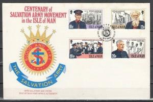 Isle of Man, Scott cat. 240-243. Salvation Army issue on a First Day Cover. ^