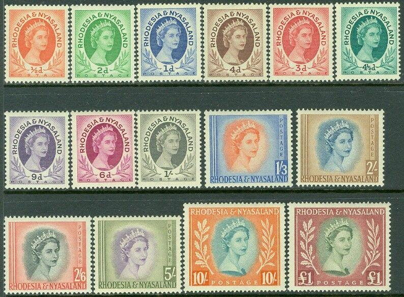 EDW1949SELL : RHODESIA & NYASALAND 1954 Sc#141-55 Cplt except for #143B Cat $127