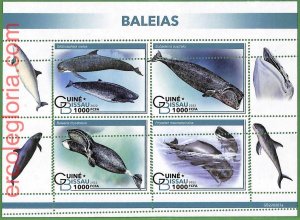 B1565 - GUINE-BISSAU - ERROR MISPERF Stamp Sheet - 2022 - Whales, Marine Life-