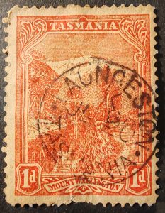 Australia. Early 20th century Tasmanian postage stamp depicting Mount Welli...