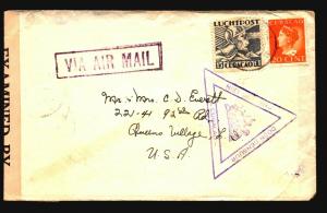 Curacau 1942 Airmail Dual Censor Cover to USA - Z14958