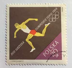 Poland 1964 Scott 1257 used - 20gr, Tokyo Olympic Games, running