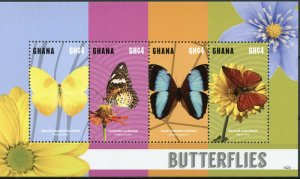 Ghana 2015 MNH Butterflies Stamps Insects Lacewing Morpho Butterfly 4v M/S II