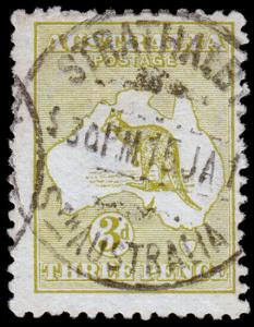 Australia Scott 5c, Die I, Pale Olive Green (1913) Used F-VF, CV $17.50 M