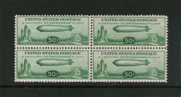 United States 1933 Graf Zeppelin Building Sc C108 Block of 4 MH/MNH