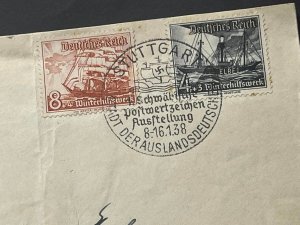 WW2 WWII Nazi German Third Reich cover envelope VIKING ship cancel 1938 WHW