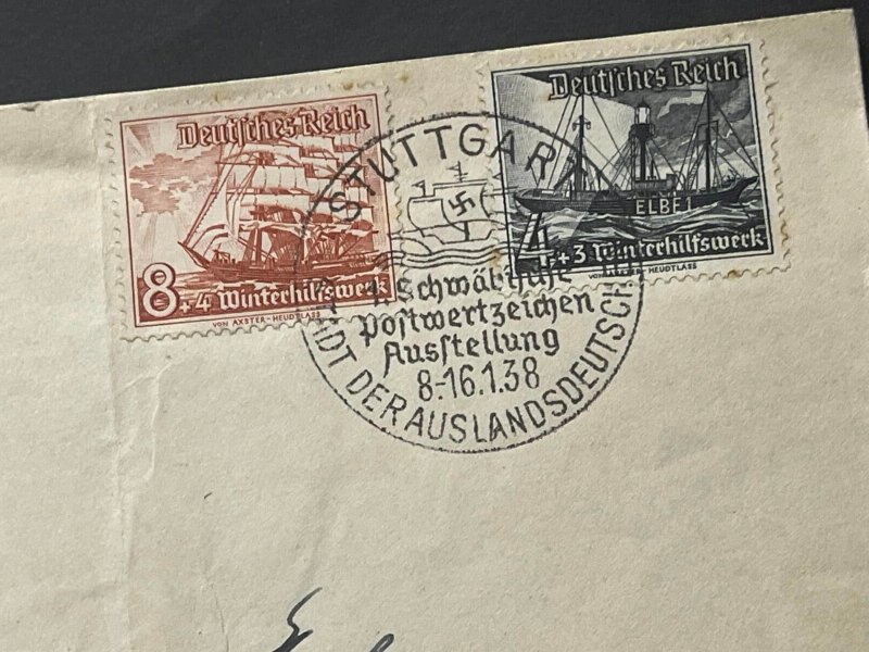 WW2 WWII Nazi German Third Reich cover envelope VIKING ship cancel 1938 WHW
