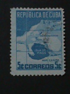 ​CUBA-1949-SC#437 20TH ANNIV:CUBAN OWNERSHIP OF ISLE OF PINES CTO-75YEARS OLD