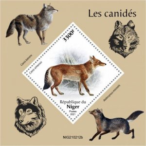 Niger 2021 MNH Wild Animals Stamps Canids Wolves Ethiopian Wolf 1v S/S