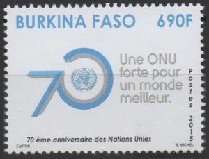 BURKINA FASO 2015 UNITED NATIONS UNIES ANNIVERSARY 70 TH ANNIV. ONU UN RARE MNH