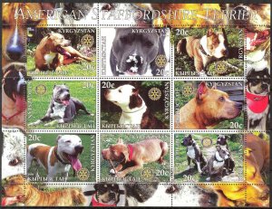 Kyrgyzstan 2004 Rotary Dogs Staffordshire Terrier Sheet of 9 MNH Private