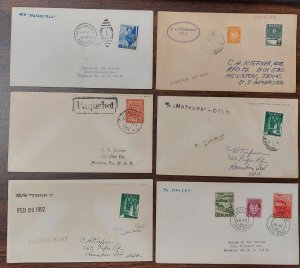 NORWAY 1952/4, Group of 6 diff covers posted at sea w/ship & paquebot markings