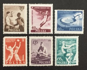 Poland 1955 #699-704(6), 2nd International Youth Games, MNH.