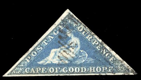 Cape of Good Hope #4 Cat$85, 1855 4p blue, used, signed Diena