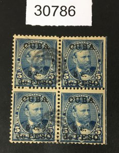 US CUBA # 225 VAR. NO PERIOD AFTER PESO TOP LEFT BLOCK USED $ LOT #30786