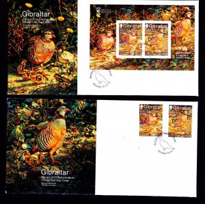 Gibraltar FDC Europa National Birds 2019 Singles & Souvenir Sheet 2 Covers
