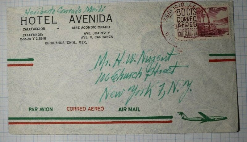 Mexico Hotel Avenida Chihuahua Stationary Airmail 80c Logo Sc# C194 or C213