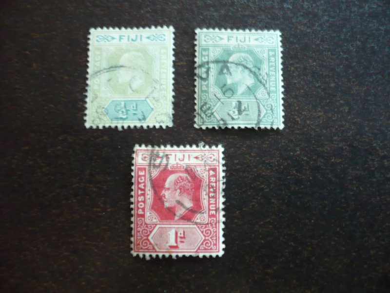 Stamps - Fiji - Scott# 70,70a,72 - Used Part Set of 3 Stamps
