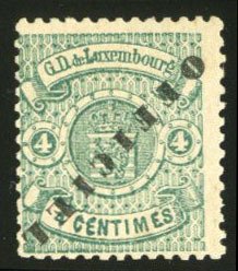 Luxembourg #O31a Cat$150, 1878 4c green, overprint inverted, lightly hinged, ...