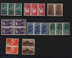 South Africa 1942 SG97-104 set of 8 in pairs & trios as image