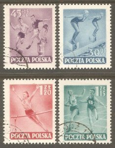 POLAND Sc# 545 - 546 B75 - B76 USED FVF Set of 4 Runners Gymnists